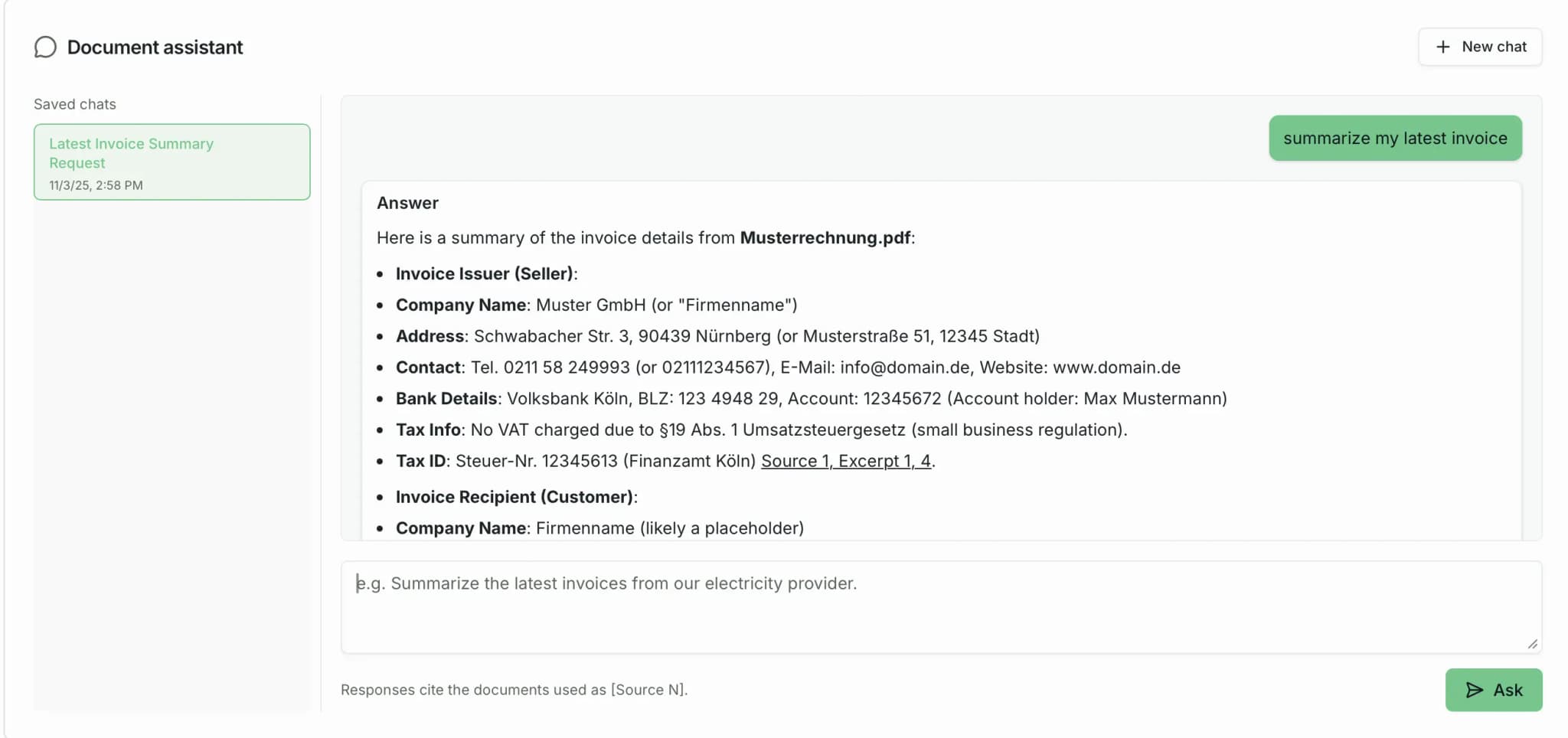 Unpapr AI chat interface with documents